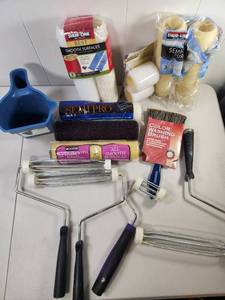 lot 205 image: Paint Supplies Lot Rollers Brushes Trim Cup