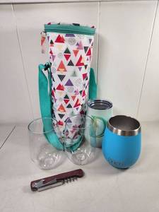 lot 232 image: Rambler Drinkware Set with Insulated Bottle Carrier and Corkscrew