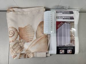 lot 242 image: Shower Curtain And Hooks Bundle