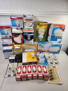 lot 256 image: Lot of Light Bulbs Halogen LED CFL Incandescent Sunbeam Sylvania GE Westinghouse