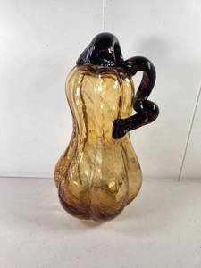 lot 302 image: Glass Decorative Pumpkin Amber Colored