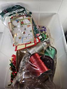 lot 345 image: Holiday Wrapping Supplies Bows Gift Wrap Ribbon Spool Tape Decorative Bundle