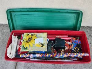 lot 354 image: Tote Full of Gift Wrap Paper Rolls and Bags Assorted Designs