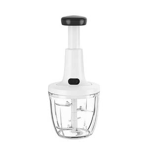 lot 1706 image: Manual Food Chopper Hand Push Express Vegetable Dicer Mincer Sharp Blades Onion Cutter Garlic Mincer with Container for Chili Meat Nuts Herbs, Dishwasher Safe - Retail $19