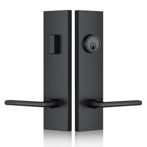 SNBTLA Matte-Black Front Door Handle - Modern Entry Door Lock Set with Deadbolt,Exterior Door Lever 3 Keys for Left & Right Hand Door (Black) - Retail: $76