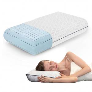 lot 1716 image: Cooling Gel Memory Foam Pillows - 1-Pack - Standard Size Memory Foam Pillow For Sleeping - Firm Pillow - Back, Stomach & Side Sleeper - Shoulder & Back Pain Relief - Washable, Bamboo Viscose Cover - Retail $31