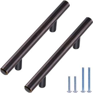 lot 1721 image: 10 Pack Bronze Solid Cabinet Handles Drawer Pulls, 5.38-inch136mm Length (3-inch Hole Center) Door Handle (12-inch Diameter) Kitchen Stainless Steel Cabinet Hardware Handle, Oil-Rubbed Bronze - Retail $30