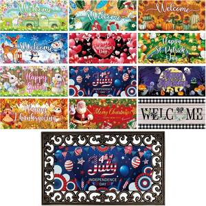 lot 1737 image: Tangren 12Pcs Doormat Inserts Seasonal Entrance Doormats Interchangeable Welcome Doormats Welcome Mat Outdoor for Fall Christmas Front Door Outdoor Indoor 22in x 10in All Season and Holiday Vivid - Retail $53