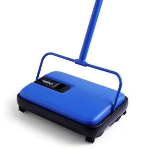 lot 1742 image: Eyliden Carpet Sweeper, Mini Size Lightweight Hand Push - No Noise, Non-Electric, Easy Manual Sweeping Only for Carpet Cleaning (Blue) - Retail $33