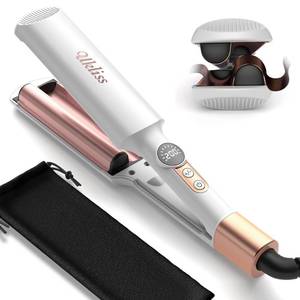 lot 1751 image: Mini Waver Hair Tool Crimper for Women Short Hair 0.4 inch Travel Double Barrel Small S Waver Ceramic Curling Iron (110-240V) Dual Voltage with 5 Temps, Anti-scalding for Dating, Daily (White)