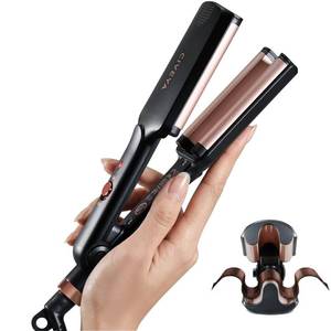 lot 1752 image: CIVEYA Mini Hair Crimper for Short Hair, Small Crimper Hair Tool for Volumize Tight Beach Waves, Travel Size 3 Barrel Hair Waver 12 inch with Anti-Scald Shell, Easy to Use