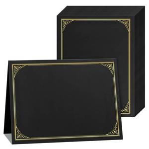 lot 1760 image: SUNEE Certificate Holders(Black, 80 Packs, New Pattern), Diploma Covers Gold Foil Border, for Letter Size 8.5x11 Certificates, Cardstock, Document Papers