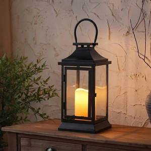lot 1764 image: TRIROCKS Metal Candle Lantern 15 High Decorative Outdoor Lantern Hanging Lantern with Timer LED Candle for Home Decor Living Room Parties Events Tabletop Indoors Outdoors (Black) - Retail $28