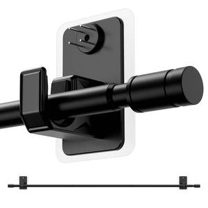 lot 1786 image: PeSenp 2.0 Upgraded No-Drill Curtain Rod for Windows 66 to 120 inches Renter-Friendly Adhesive & Pin-Nail Mount, 58in Black Adjustable Rod, Minimal Wall Damage - Retail $30