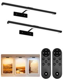 lot 1787 image: EZVALO Picture Light for Wall, 16 Black Rechargeable 4800mAh Black Lights Wireless Remote, Dimmable Magnetic LED Art Painting Light with 3 Color Temperatures, Display for Gallery, Living Room(2P) - Retail $70