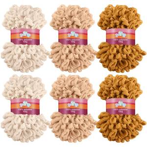 lot 1793 image: Threlaco 6 Pack Loops Yarn Bulk for Finger Knitting Soft Chunky Yarn 600 G 6 Skeins for Beginners DIY Hand Knitting No Needles or Hooks(Beige, Khaki, Turmeric) - Retail $22