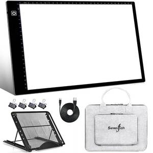 lot 1804 image: SevenFish Diamond Painting Accessories A4 Light Pad, Upgraded Light Board High Brightness No Black Dots Diamond Art Light Box for Diamond Painting Tools, TracingDrawingCraftAnimationWeeding Vinyl - Retail $27