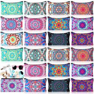 lot 1805 image: SilTriangle 24 Pieces Makeup Bags Bulk Canvas Cosmetic Bags Purse Organizer Zipper Cosmetic Pouch Portable Travel Toiletry Pouch for Women Men Gifts, 7 x 4 Inch (Mandala) - Retail $21