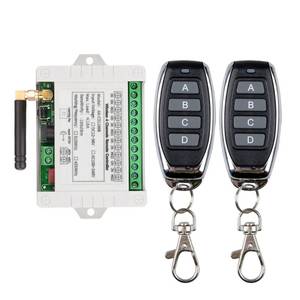 lot 1809 image: fushionsea DC 12V 24V 36V 4CH Remote Control Switch 433Mhz 10A Wireless Remote Control Switch for Garage Door, Motor, Industrial Control, Household Control etc. 2 Transmitter 1 Receiver - Retail $21