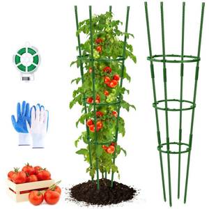 lot 1811 image: UJG 2-Pack 47 Inches Tomato Cages for Garden, Tomato Cage, Tomato Plant Support, Heavy-Duty Tomato Trellis with Height Adjustable Rings for Garden Climbing Plants with Twist Tie & Gloves