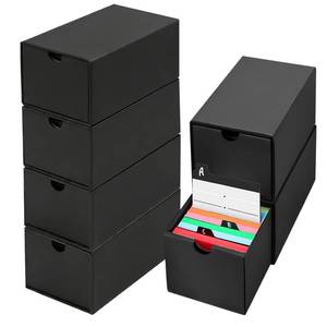 lot 1812 image: aopule 6Packs 3x5 Index Card Box,Index Card Organizer Box with Lid,Hold 6000 Cards,Black Recipe Holder for 3x5 Notecard Recipe Flashcard Card - Retail $26