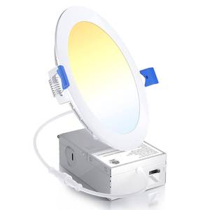 lot 1824 image: Ensenior 1 Pack 6 Inch LED Recessed Ceiling Light, Dimmable, 2700K-6000K 6CCT, 1050LM 12W 120V, High Brightness Canless Wafer Downlight - ETL&FCC&IC - Retail $18