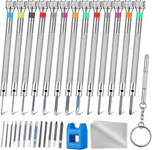 lot 7453 image: 13PCS Professional Watch Screwdriver Set, AOMISIV Micro Precision Glasses Repair Kit, with 13PCS 0.6-2.0MM Extra Replace Blades, for Eyeglass Sunglass Watchmaker Jewelry Computer Phone Small Tools - Retail $10