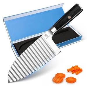 lot 7457 image: Dragon Creek Crinkle Cutter Knife - Wavy Chopper Potatoes Crinkle Fry Cutter for Vegetable Fruits Fun Carrot Chip Slicer Christmas Thanksgiving Gift Idea Stainless Steel - Retail $22