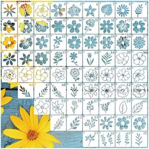 lot 7458 image: 70pcs Small Flower Stencils For Painting On Wood, Tiny Nature Leaf Stencils And Patterns, Leaves, Vine, Floral Template For Art, Craft, Canvas, Wall, Fabric, Rock - Retail $10