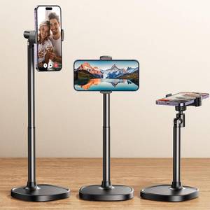 lot 7459 image: DIMONCOAT Phone Stand for Desk, Angle Height Adjustable Phone Holder for Desk, Aluminum Alloy Universal iPhone Holder, Retractable Cell Phone Stand Recording Office for iPhone 17 16 15 Pro Max S26 - Retail $17