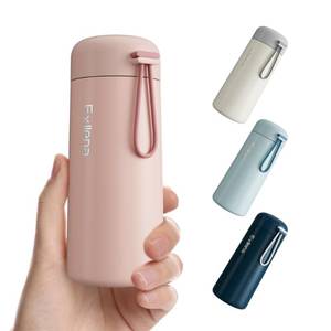 lot 7469 image: 8 oz Water Bottles Made of 304 Stainless Steel, Small Water Bottles Double Wall Vacuum Insulation for Hot&Cold Drinks, Water Bottle Purse with Carry Handle - 100% Leakproof(Pink) - Retail $14
