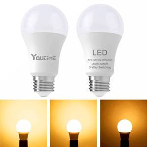 lot 7489 image: Youtime Soft White 3 Way led Light Bulbs 50 100 150 Watt Equivalent 3000k, Incandescent Replacement, A21 61520w Energy Saving Safety Three Way Light Bulbs, 500 1600 2200 Lumens,2Pack - Retail $8