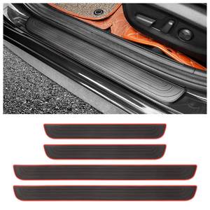 lot 7490 image: 4PCS Car Door Sill Protector,Anti-Scratch Rubber Car Door Protector Edge Guards for Door Steps,Universal Waterproof Door Threshold Strips Exterior Accessories for Car Truck SU (BlackRed, Width 1.96in) - Retail $10