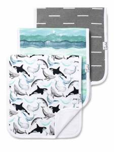 lot 7499 image: Copper Pearl Premium Baby Burp Cloths - 3-Pack Large Cotton Burp Cloths, Extra Soft Spit Up Rags with 3 Absorbent Layers, Perfect for Baby Boy Gifts (21in x 10in Size, Kai Set) - Retail $23