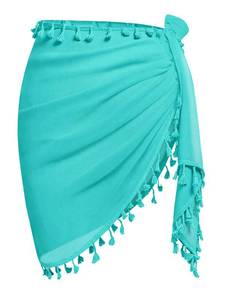 lot 7517 image: CHICGAL Women Beach Sarong Wraps with Tassels Swimsuit Coverup Summer Bathing Suit Cover Up Casual Swimwear 2026 (Sky Blue) - Retail $9