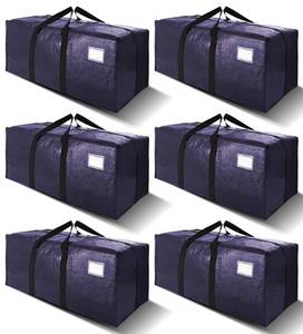 6 Pack Heavy Duty Extra Large Moving Bags W/Backpack Straps - Strong Handles & Zippers, Storage Totes For Space Saving, Fold Flat, Alternative to Box and Bin (40 gal, Blue) - Retail: $30