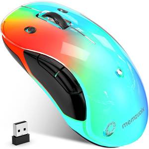 lot 7528 image: memzuoix 2.4G Aesthetic Wireless Mouse - Customizable Covers & LED Mood Lighting - Rechargeable Ergonomic Design, 5 Buttons, 1200 DPI for Office, Laptop, Mac - White - Retail $16