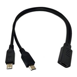 lot 7529 image: Qaoquda USB C Splitter Charge Cable,1 Feet USB Type C Female to 2 Dual Micro USB Male Y Splitter Conversion Charging Cable - Retail $9