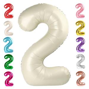 lot 7541 image: 2 Numbers Balloon 40 Inch Cream White Two Balloon Number Birthday Decor, 2nd 12 21st Party Celebration Decorations Graduations Wedding Baby Shower - Retail $5