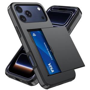 lot 13628 image: Qinmay Compatible with iPhone 17 Pro Max Case Wallet,Built-in Card Holder, Heavy Duty Protective Dual Layer Shockproof Hidden Card Slot Slim Wallet Phone Cover for iPhone 17 Pro Max Black - Retail $7