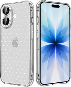 lot 13676 image: HEYORUN Polka Dot Clear Case for iPhone 17, Aesthetics Fashion Girls and Women Back Case Cover, Cute Trendy Transparent Flexible TPU Bumper Shockproof Protective Phone Case, White Dots - Retail $10