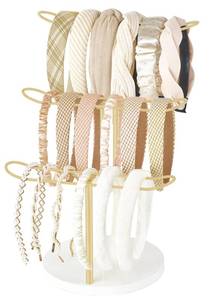 lot 13682 image: Dahey Headband Holder Organizer Metal 3-Tier Hair Hoop Display Stand Headband Organizer Storage Hair Ropes Accessories Bracelets Bangles Bedroom College Dorm Decor for Girls Women, Gold - Retail $16