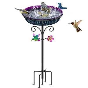 lot 15349 image: VeyFolzin.st Metal Bird Bath for Outside, Freestanding Garden Bird Baths Bowl, Vintage Birdbath for Outdoors Yard Garden Lawn Decor Decor (Gradient Purple) - Retail $24