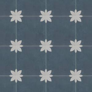 lot 62783 image: INNO STICKERS 16-Sheet Peel and Stick Floor and Wall Tile for Bathroom Kitchen, 9in x 9in Blue Flower SPC Self-Adhesive Vinyl Flooring Patterned Groutable Backsplash Tile, Covers 9.12 Sq Ft. - Retail $60