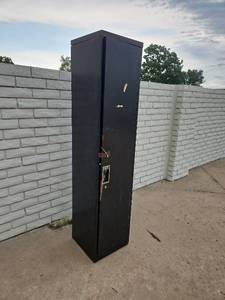 lot 12 image: Black Steel Storage Cabinet Tall Locker Single Door