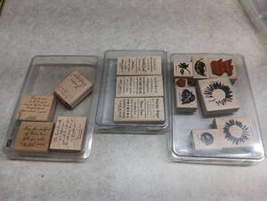 lot 415 image: Rubber Stamp Collection 3 Cases With Text Florals Floral Designs