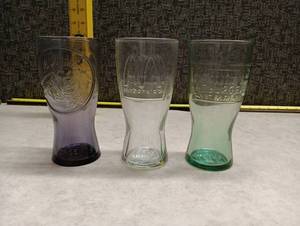 lot 446 image: McDonalds Glasses Lot of 3 Embossed Fast Food Promotional Drinkware