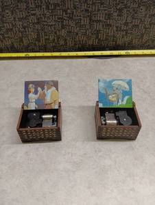 lot 471 image: 2 Wooden Automatic You Are My Sunshine Music Boxes