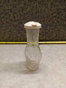 lot 523 image: Glass Pitcher with Leaf Design and White Plastic Lid