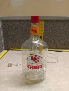 lot 535 image: Kansas City Chiefs NFL Glass Bottle Lamp with Light String